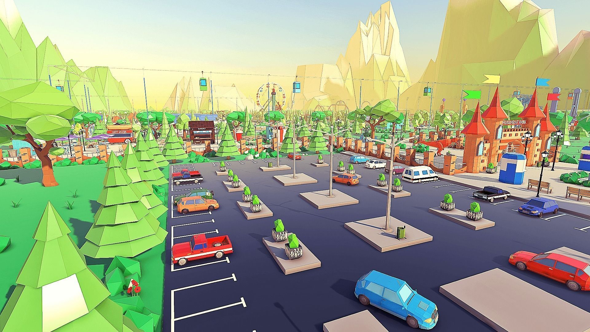 Amusement Park Low-poly 3D model_8