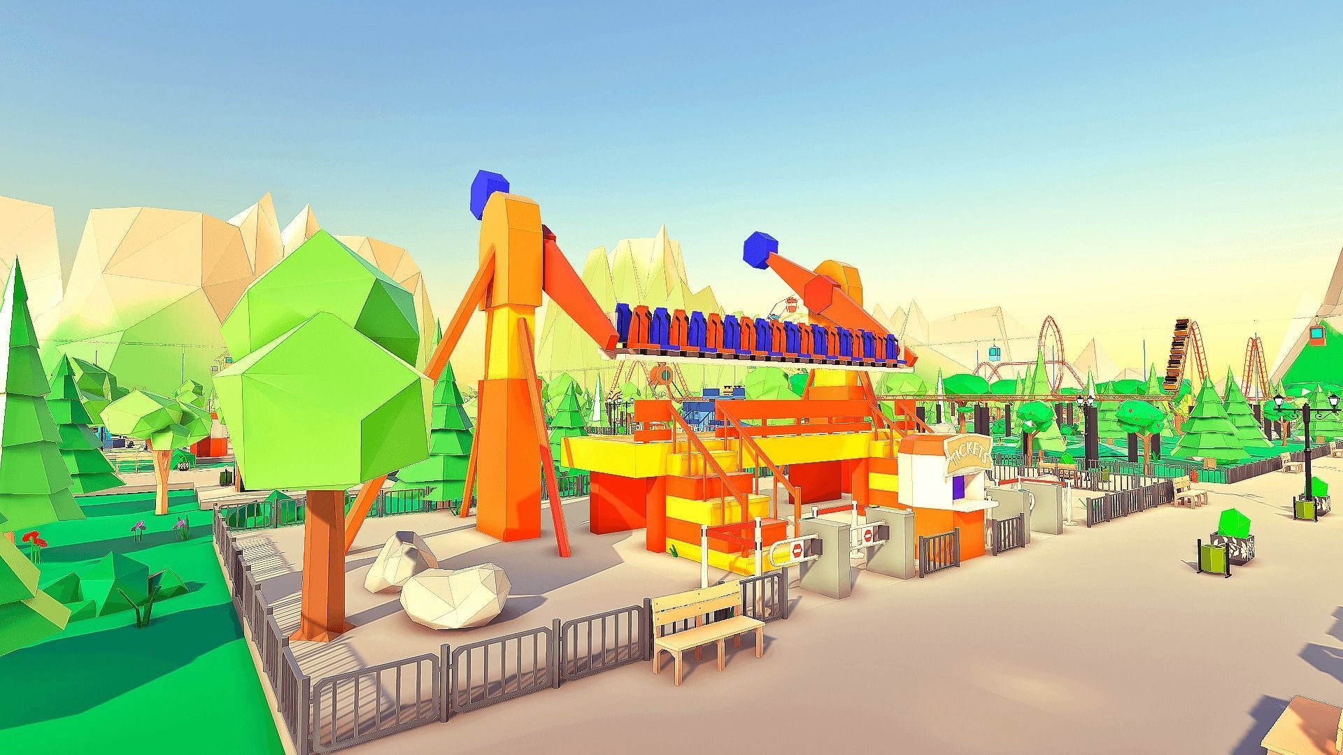 Amusement Park Low-poly 3D model_9