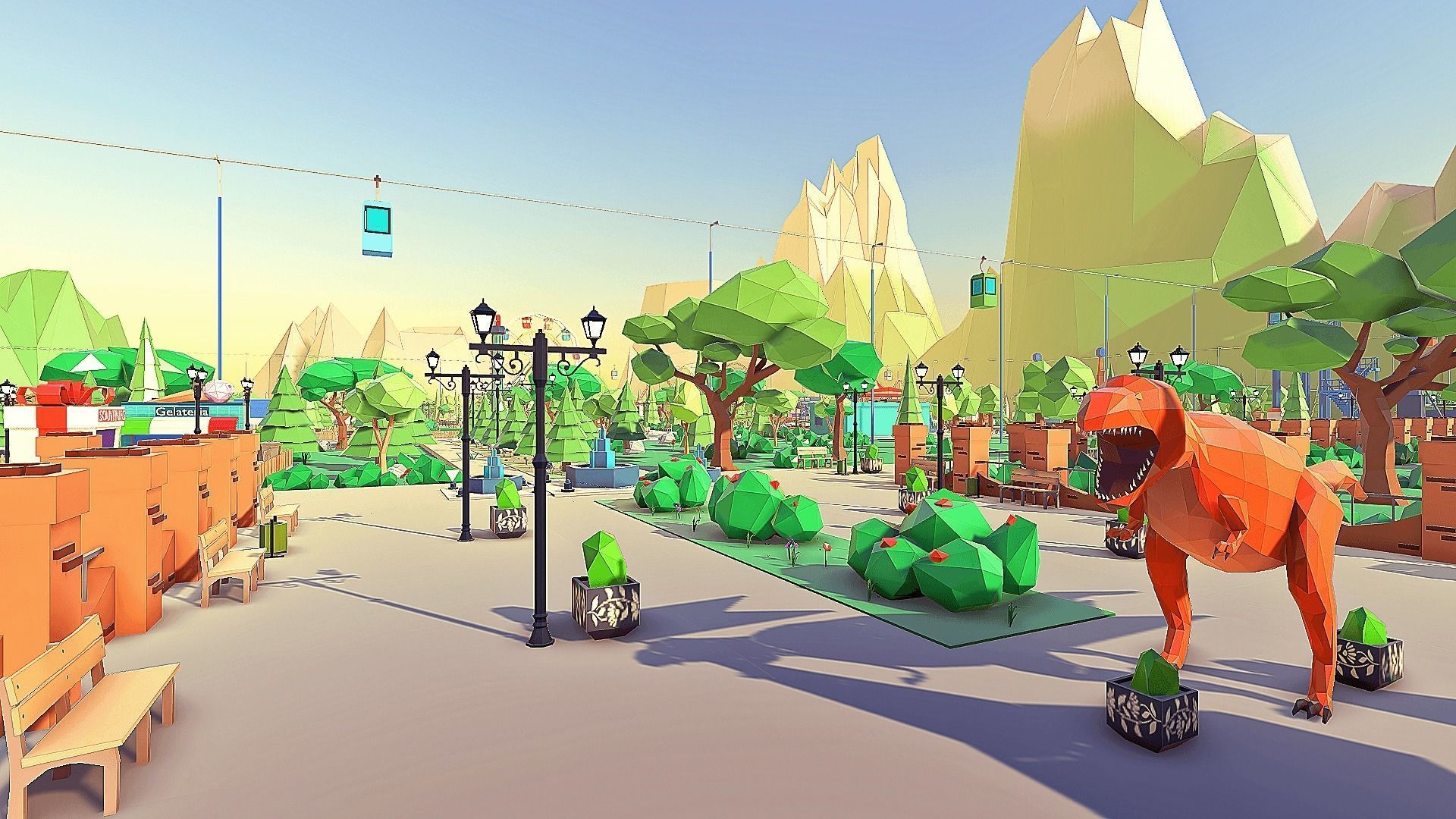 Amusement Park Low-poly 3D model_12