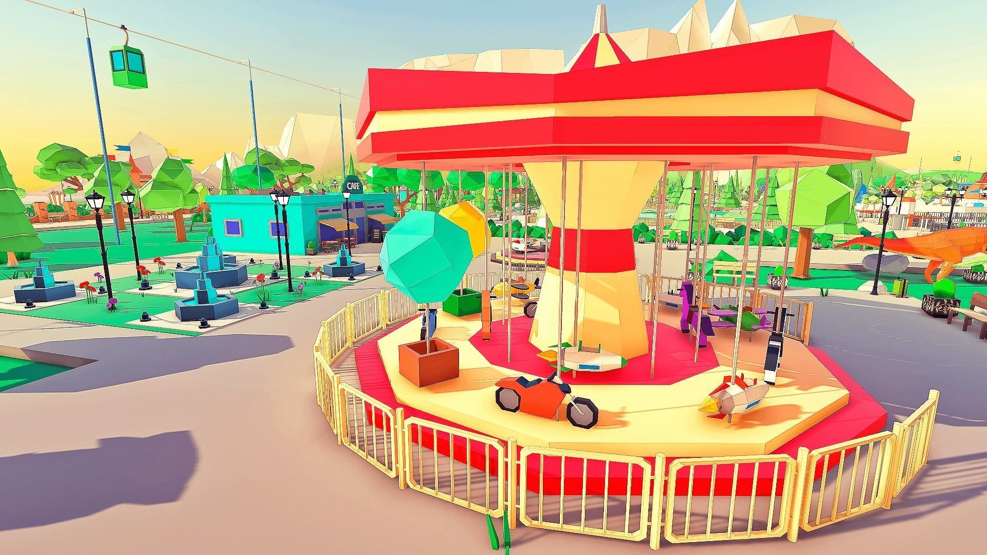 Amusement Park Low-poly 3D model_7