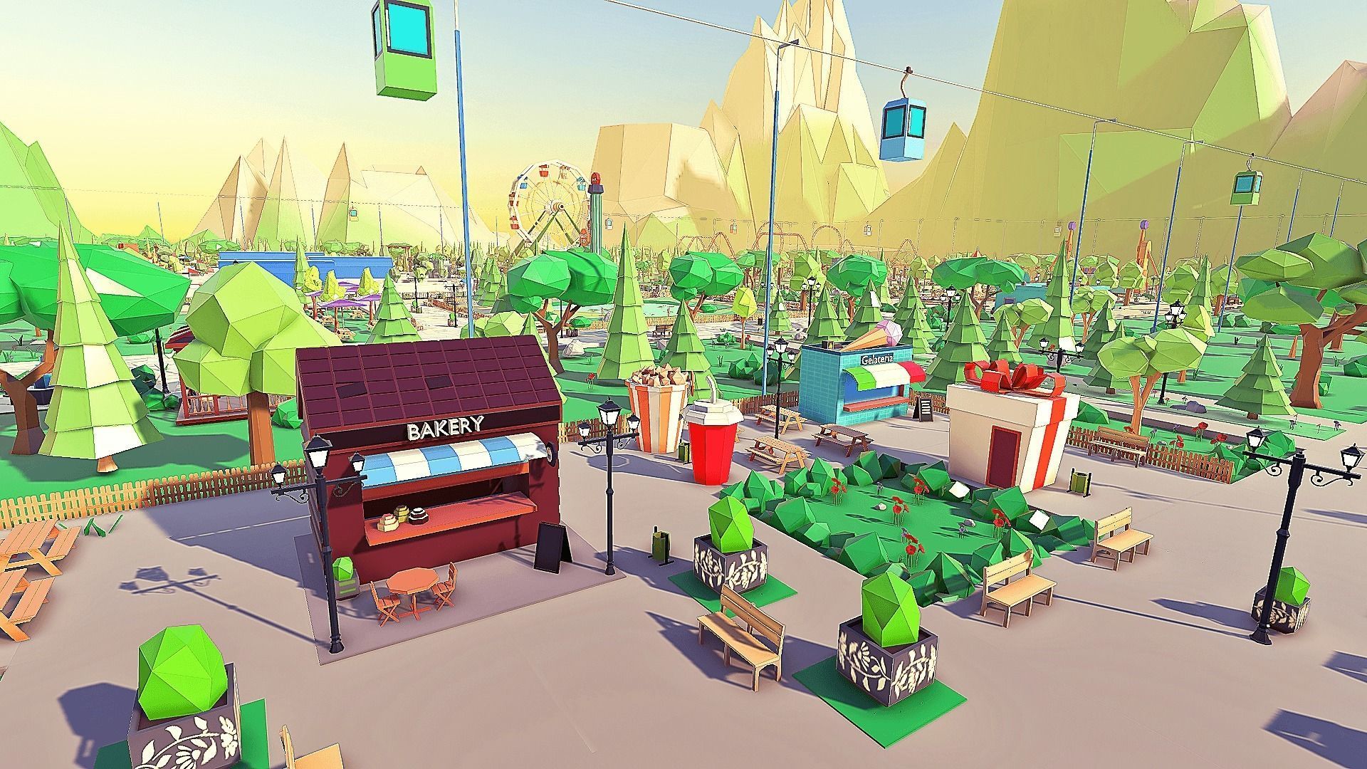 Amusement Park Low-poly 3D model_13