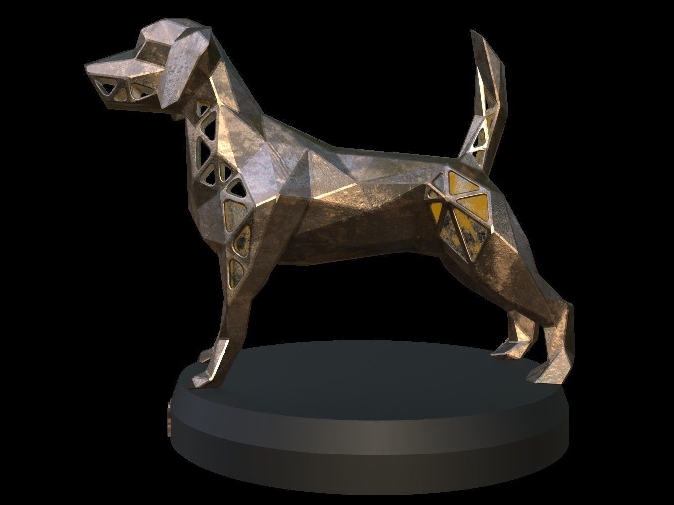 Steampunk Dog Low-poly 3D model_1