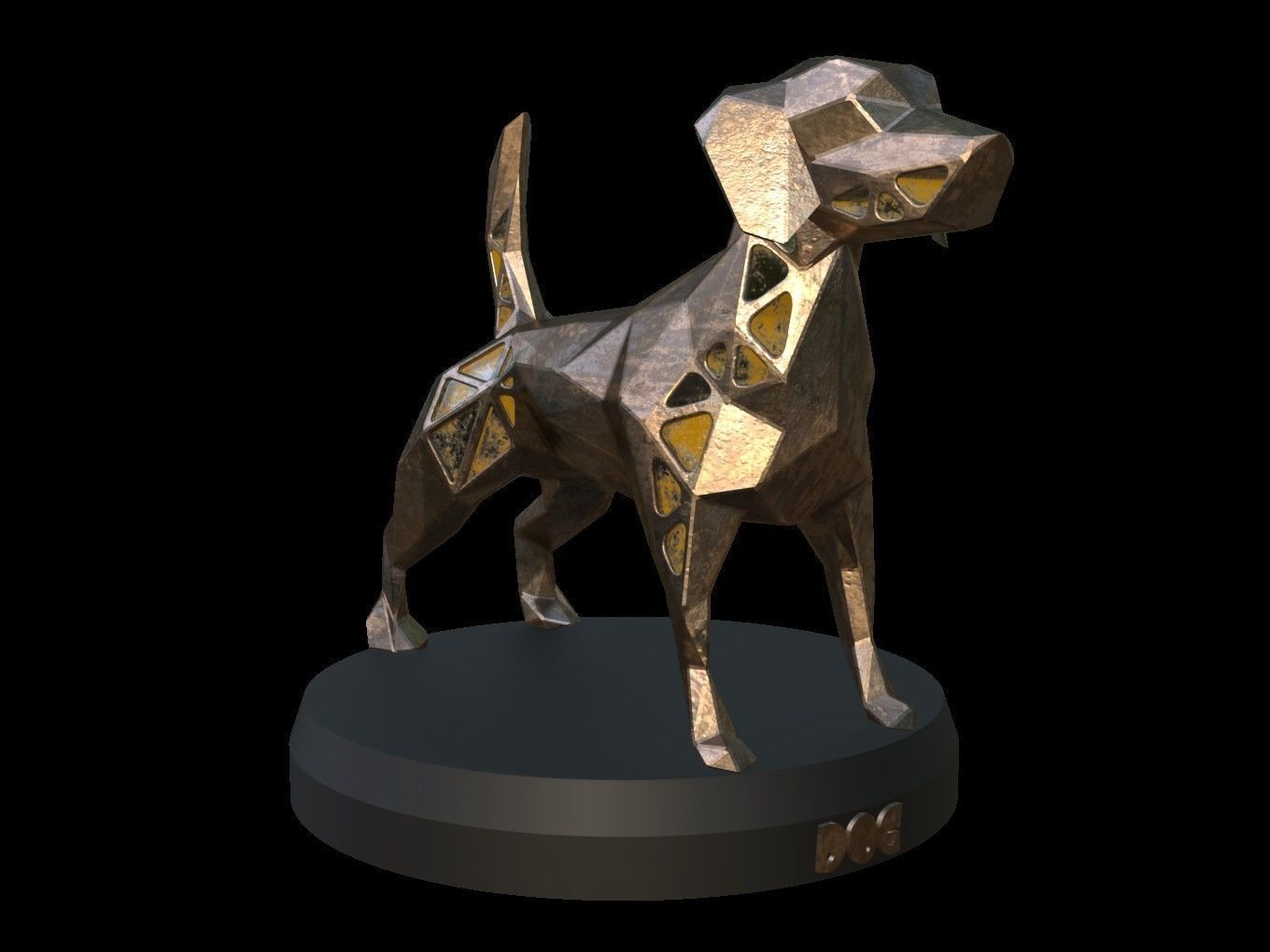 Steampunk Dog Low-poly 3D model_6