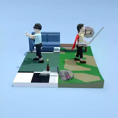 VR Game Playing Low-poly 3D model
