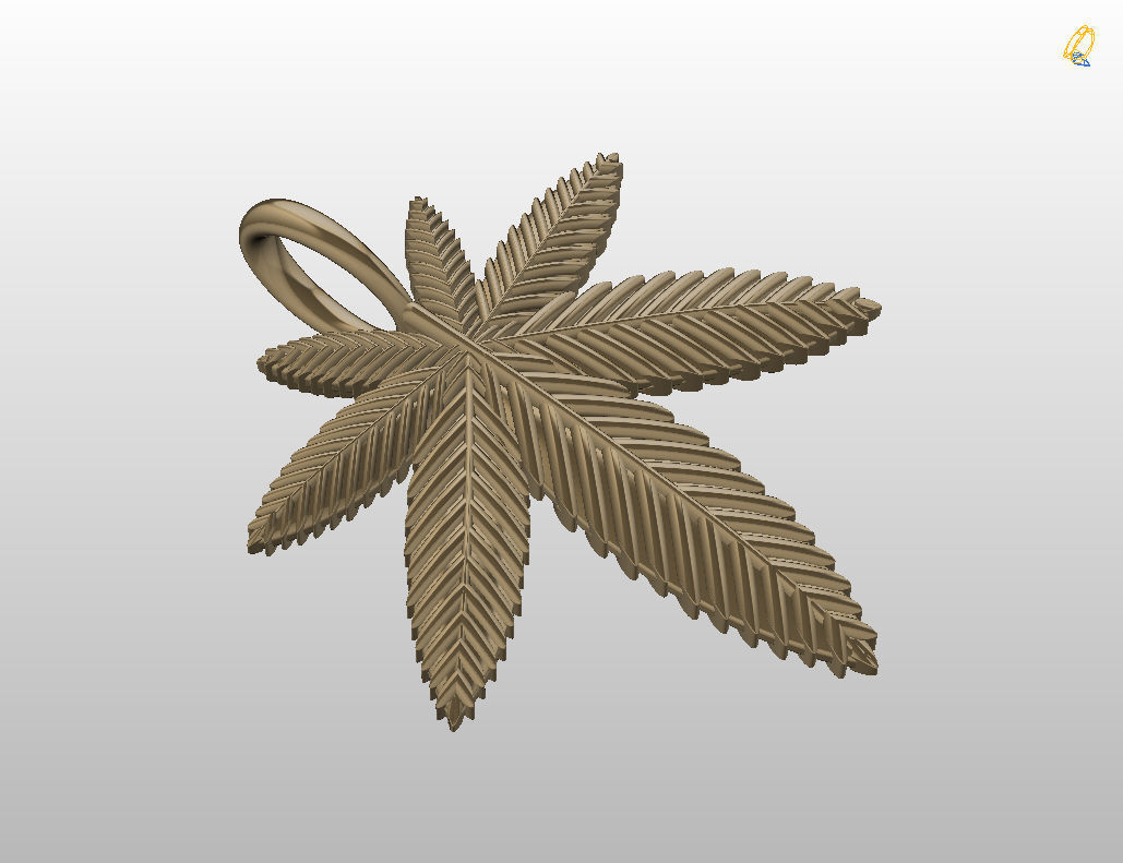 Pendant marijuana leaf 3D print model_37
