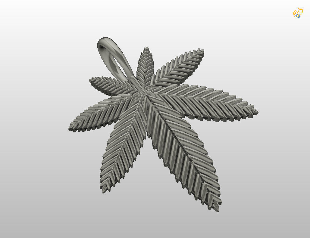 Pendant marijuana leaf 3D print model_6