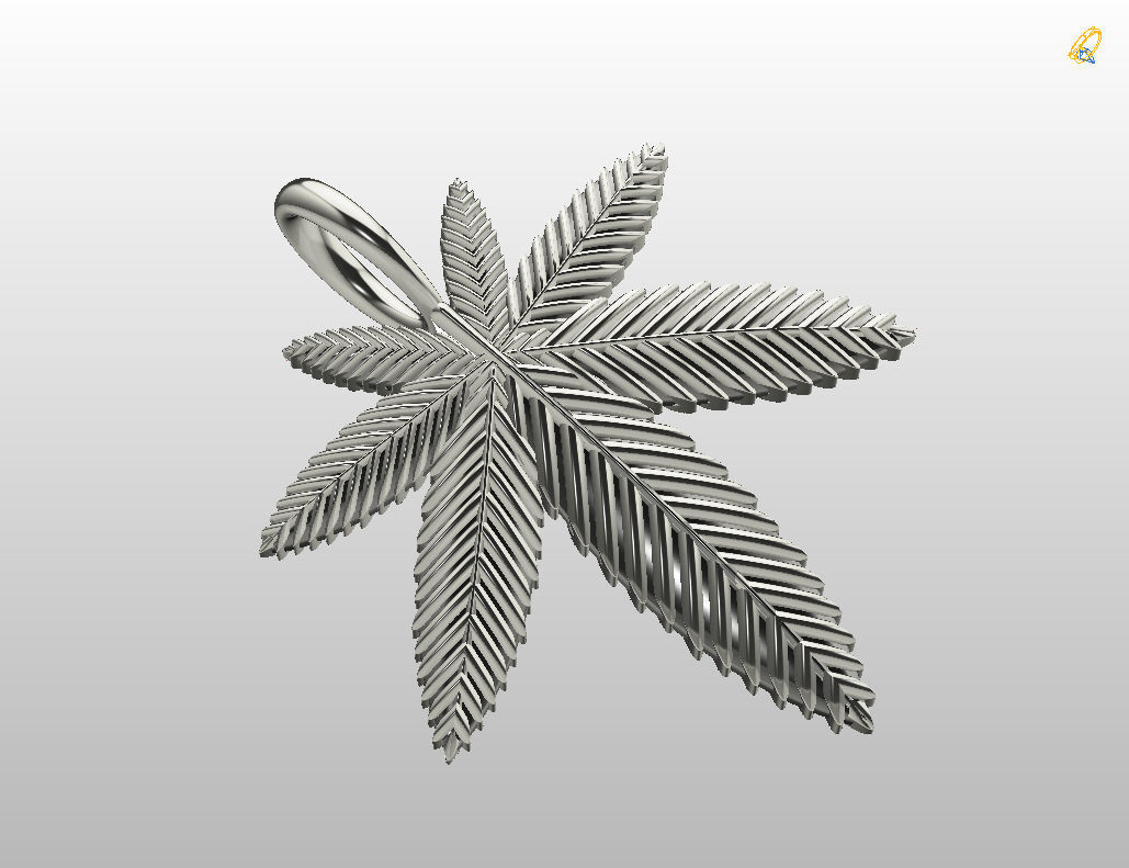 Pendant marijuana leaf 3D print model_2