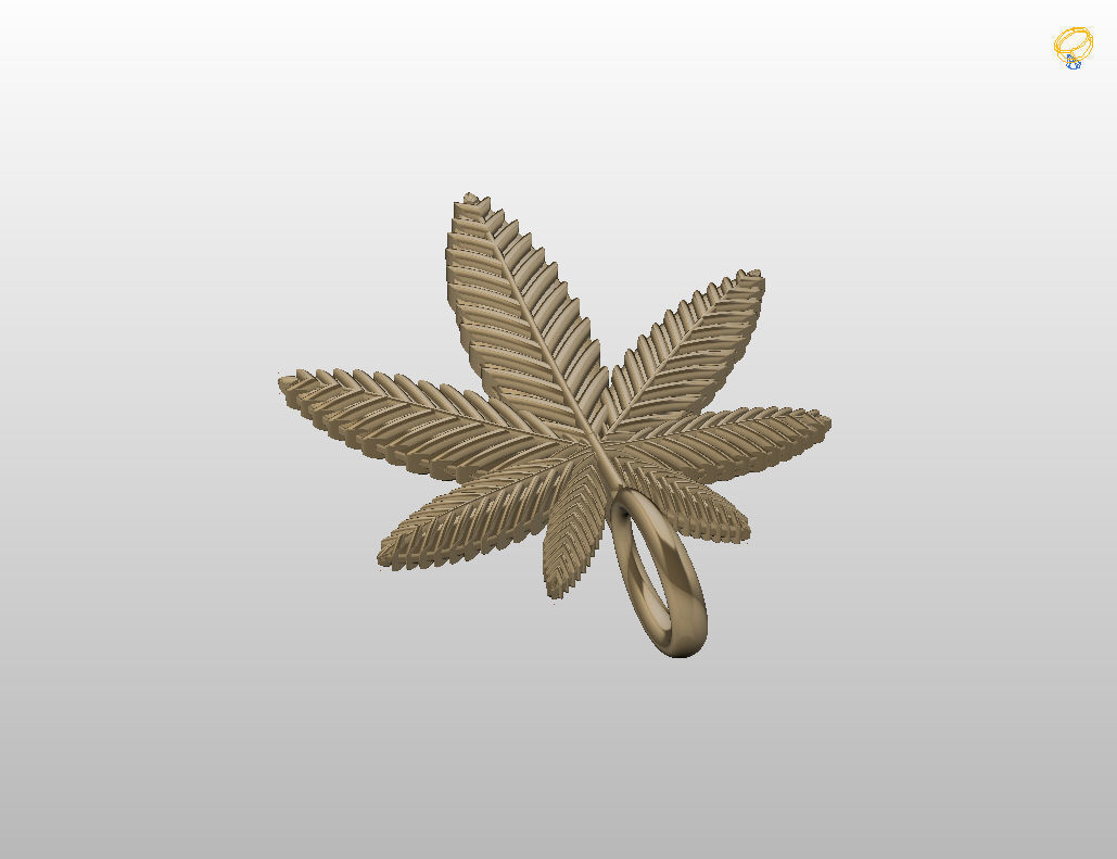 Pendant marijuana leaf 3D print model_24