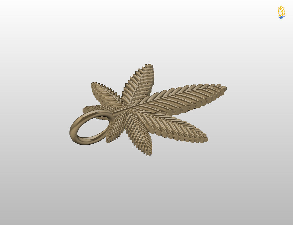 Pendant marijuana leaf 3D print model_27