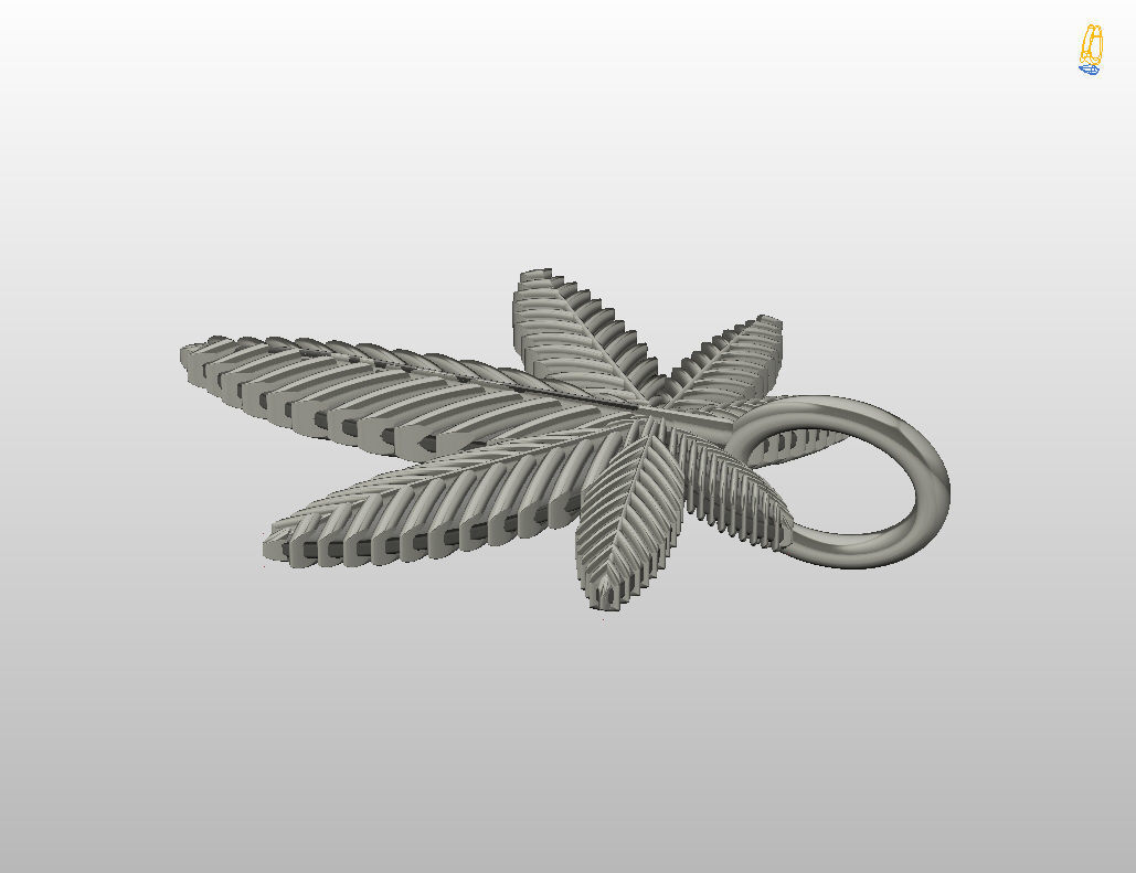 Pendant marijuana leaf 3D print model_10