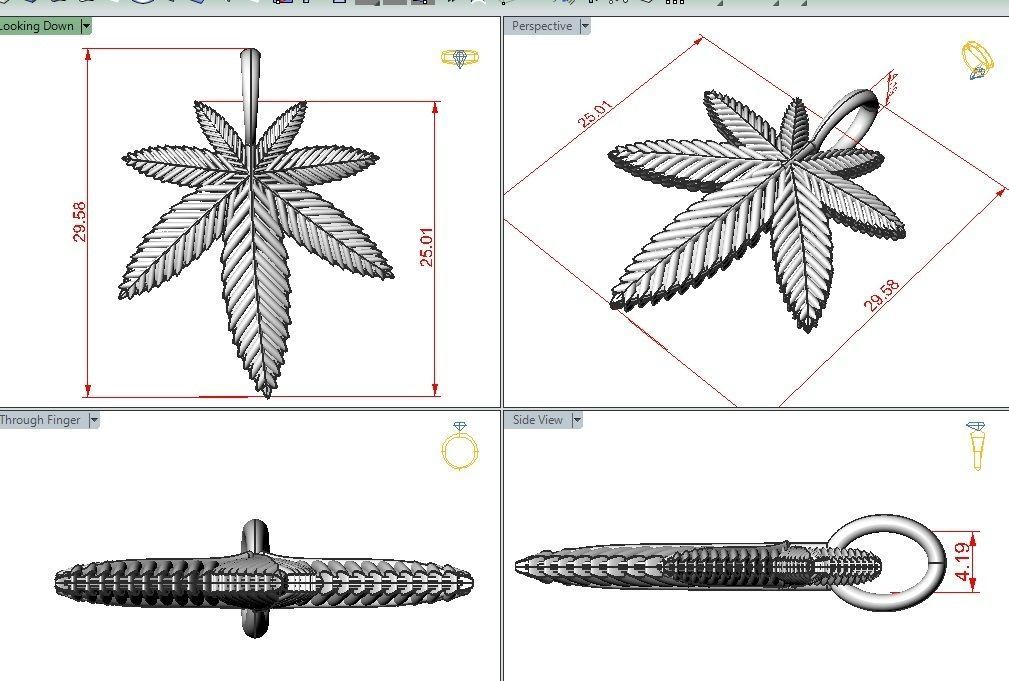 Pendant marijuana leaf 3D print model_1
