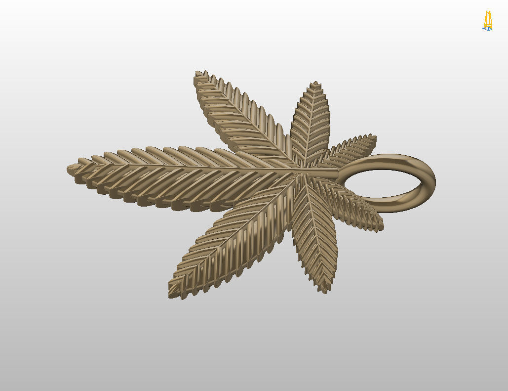 Pendant marijuana leaf 3D print model_34