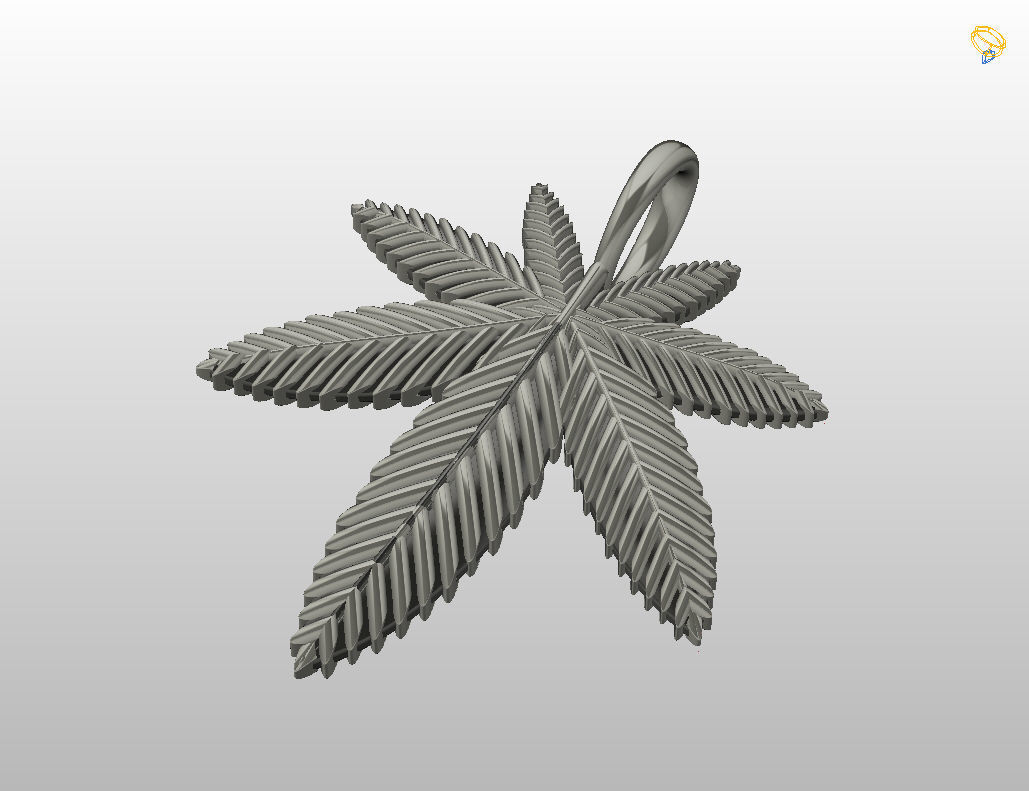 Pendant marijuana leaf 3D print model_7