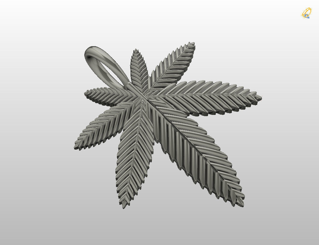 Pendant marijuana leaf 3D print model_5