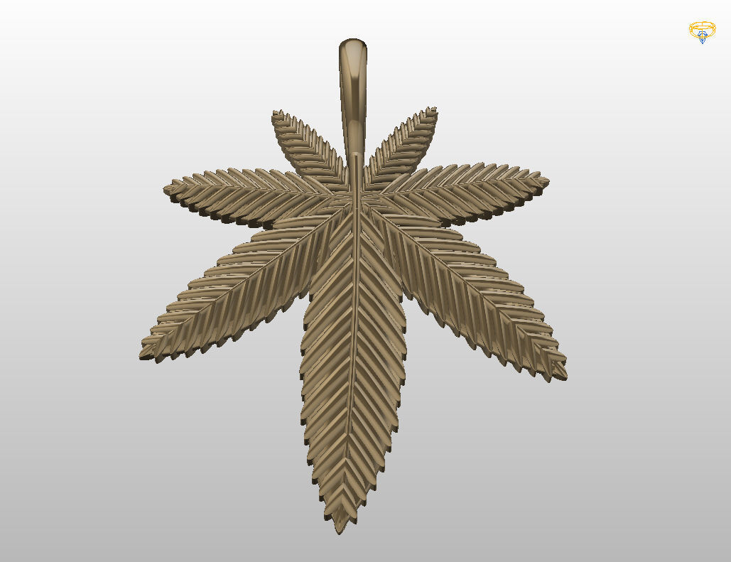 Pendant marijuana leaf 3D print model_35