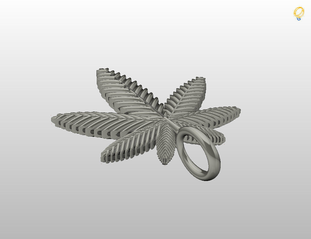 Pendant marijuana leaf 3D print model_11