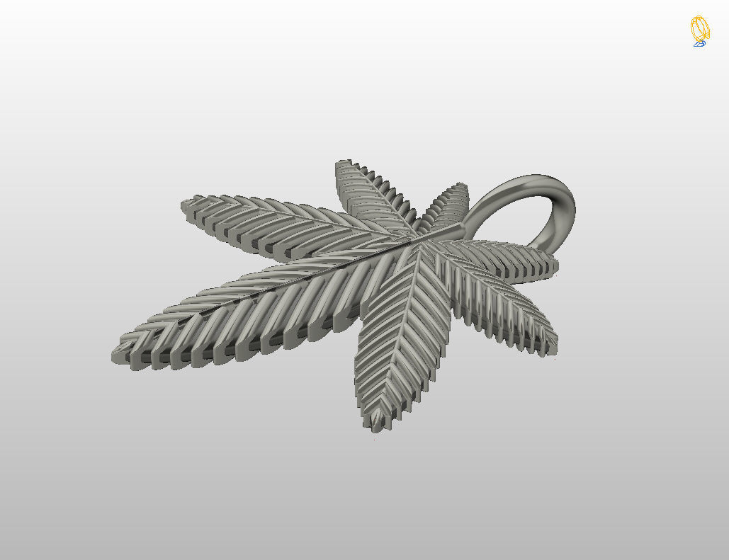 Pendant marijuana leaf 3D print model_9
