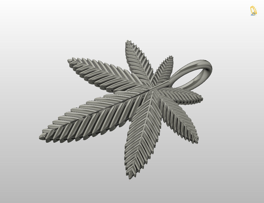Pendant marijuana leaf 3D print model_8