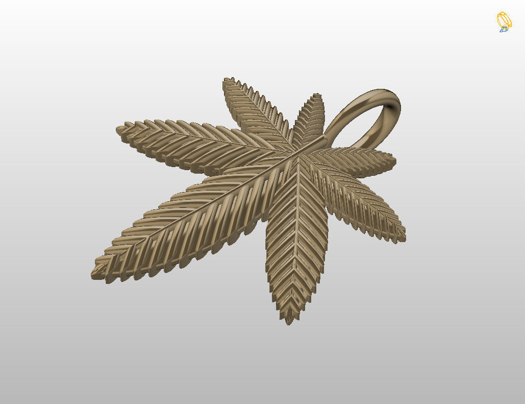Pendant marijuana leaf 3D print model_32