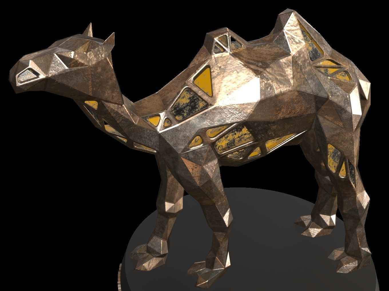 Steampunk Camel Low-poly 3D model_8