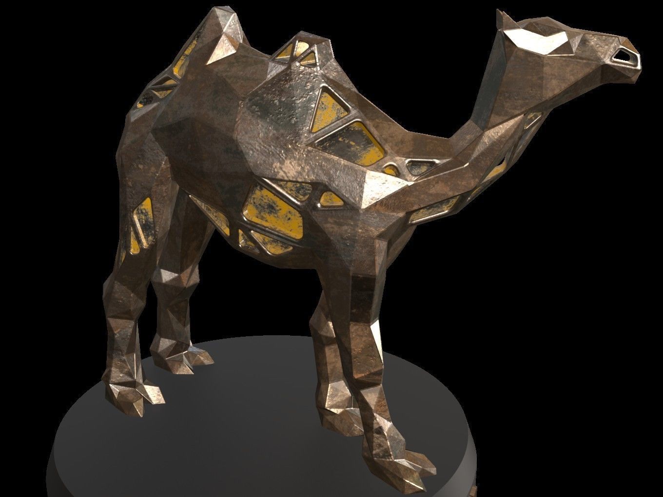 Steampunk Camel Low-poly 3D model_7