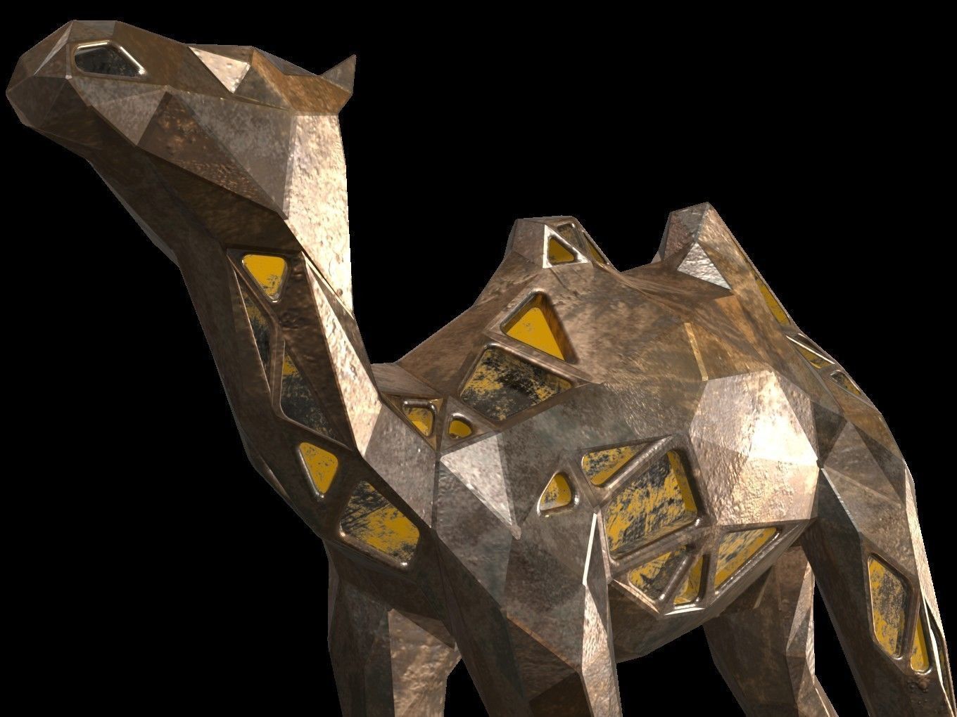 Steampunk Camel Low-poly 3D model_9