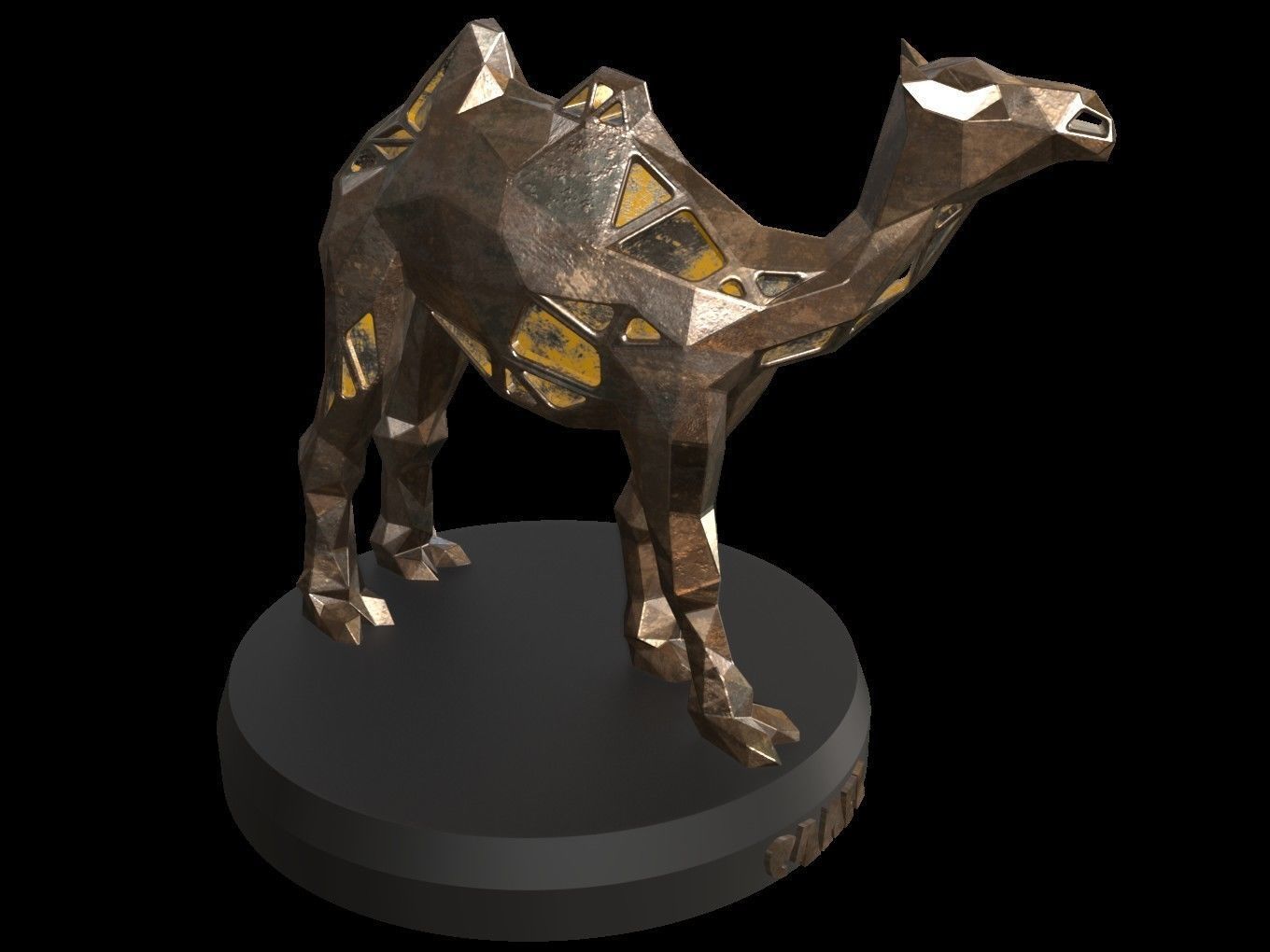 Steampunk Camel Low-poly 3D model_6