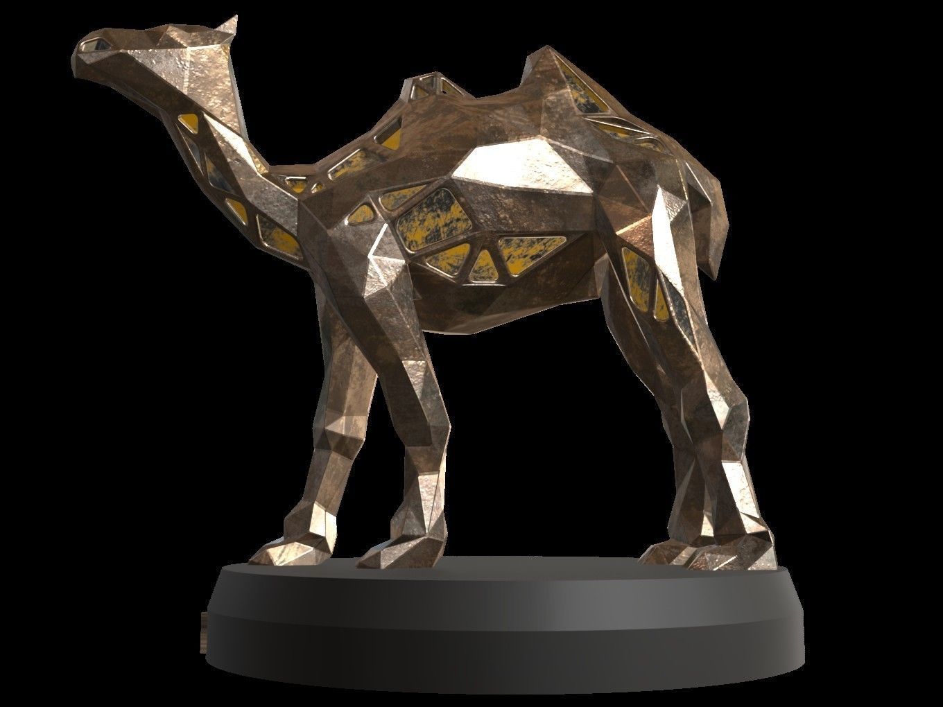 Steampunk Camel Low-poly 3D model_1