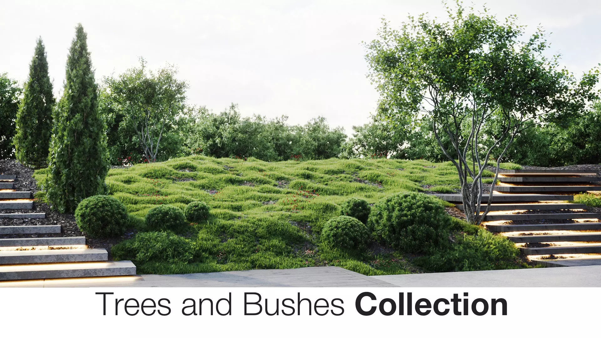Trees And Bushes Collection 3D model_0