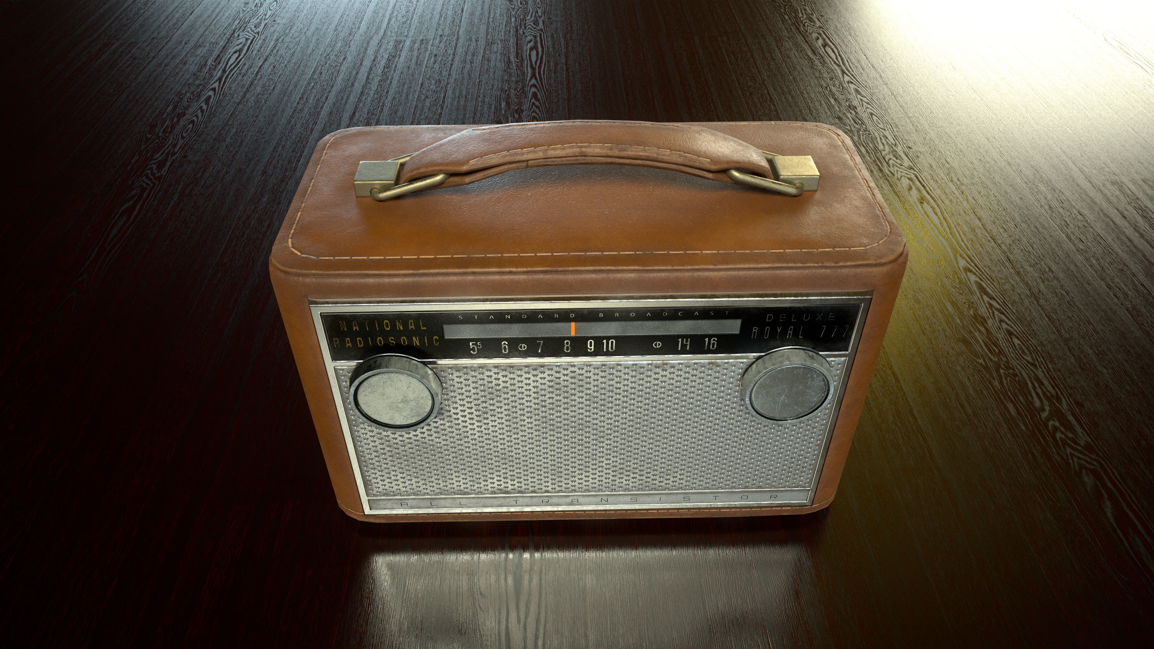 Vintage leather radio - National Radiosonic Royal 777 Deluxe Low-poly 3D model_2