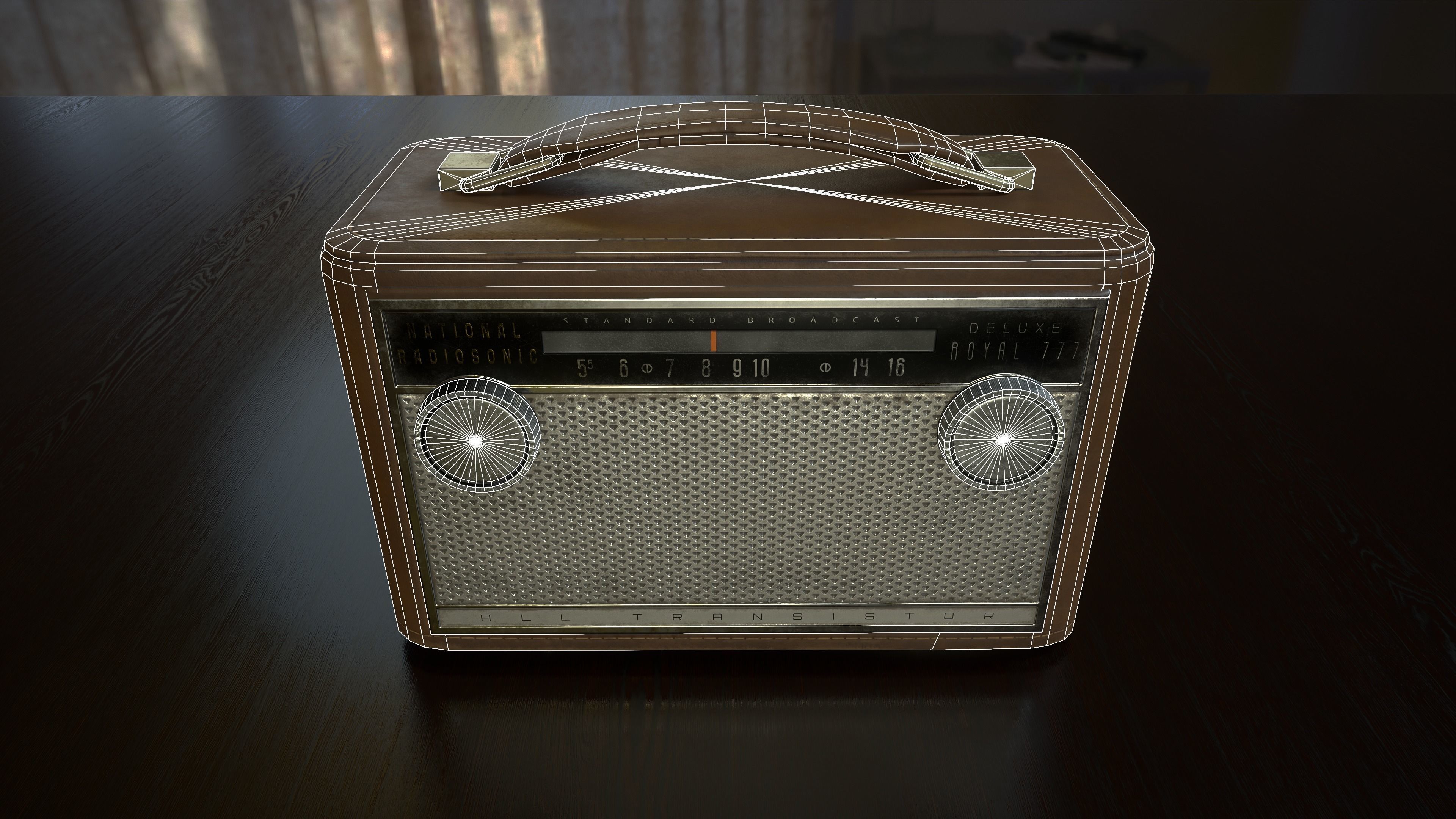 Vintage leather radio - National Radiosonic Royal 777 Deluxe Low-poly 3D model_6