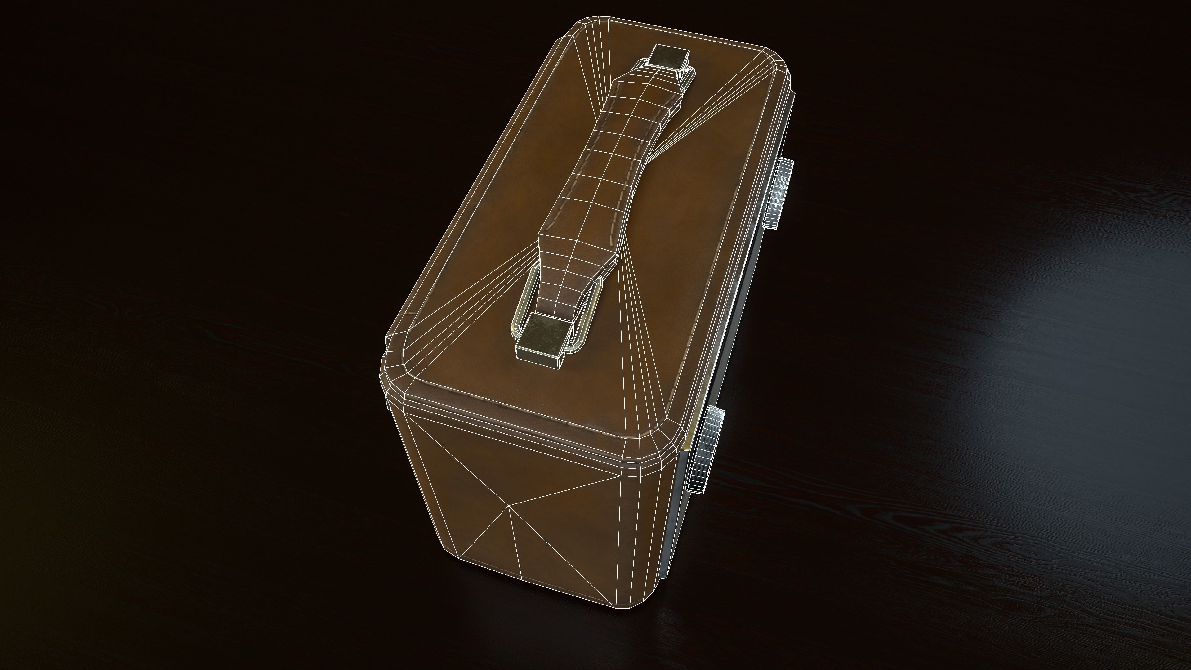 Vintage leather radio - National Radiosonic Royal 777 Deluxe Low-poly 3D model_8