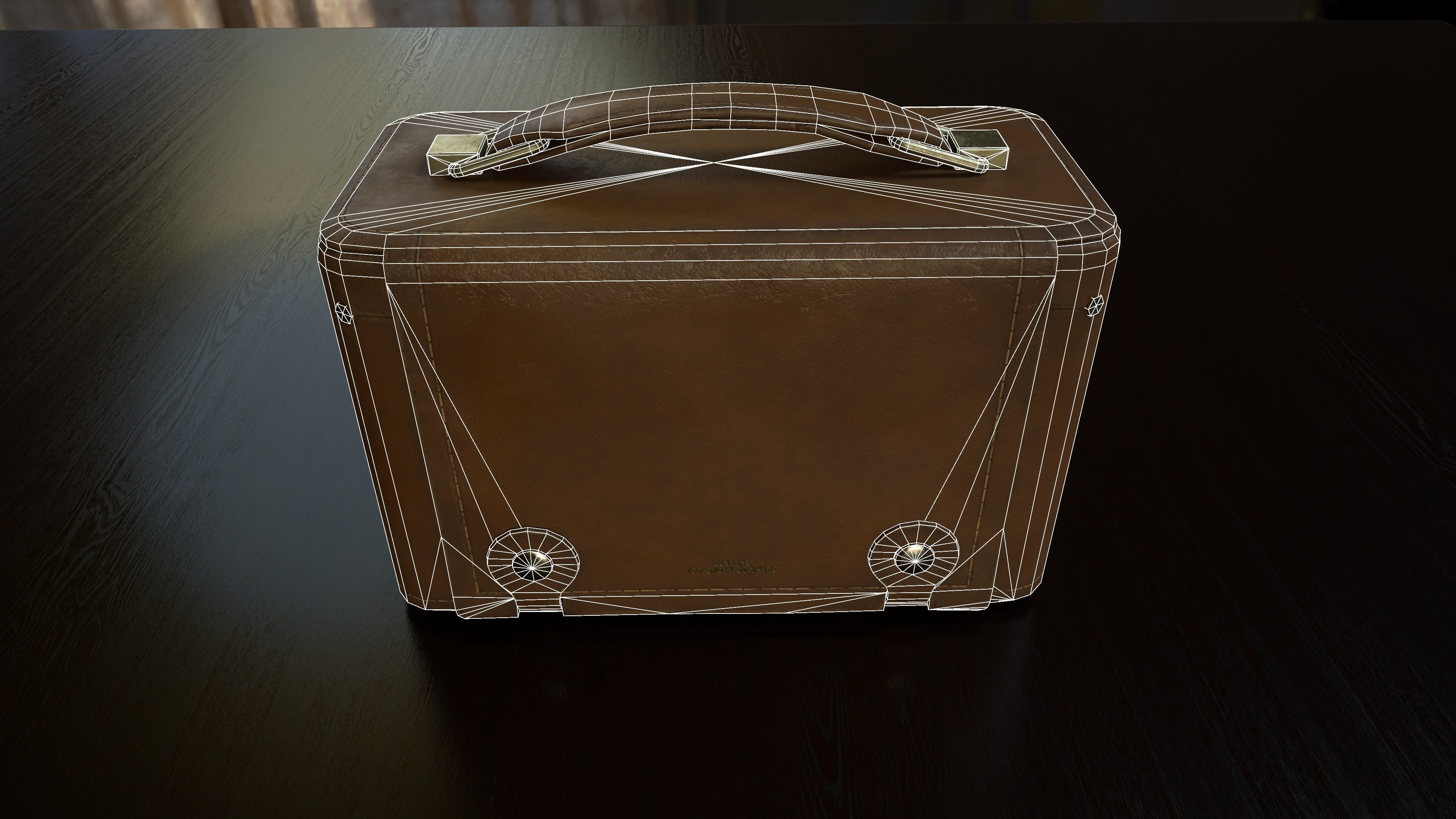 Vintage leather radio - National Radiosonic Royal 777 Deluxe Low-poly 3D model_7