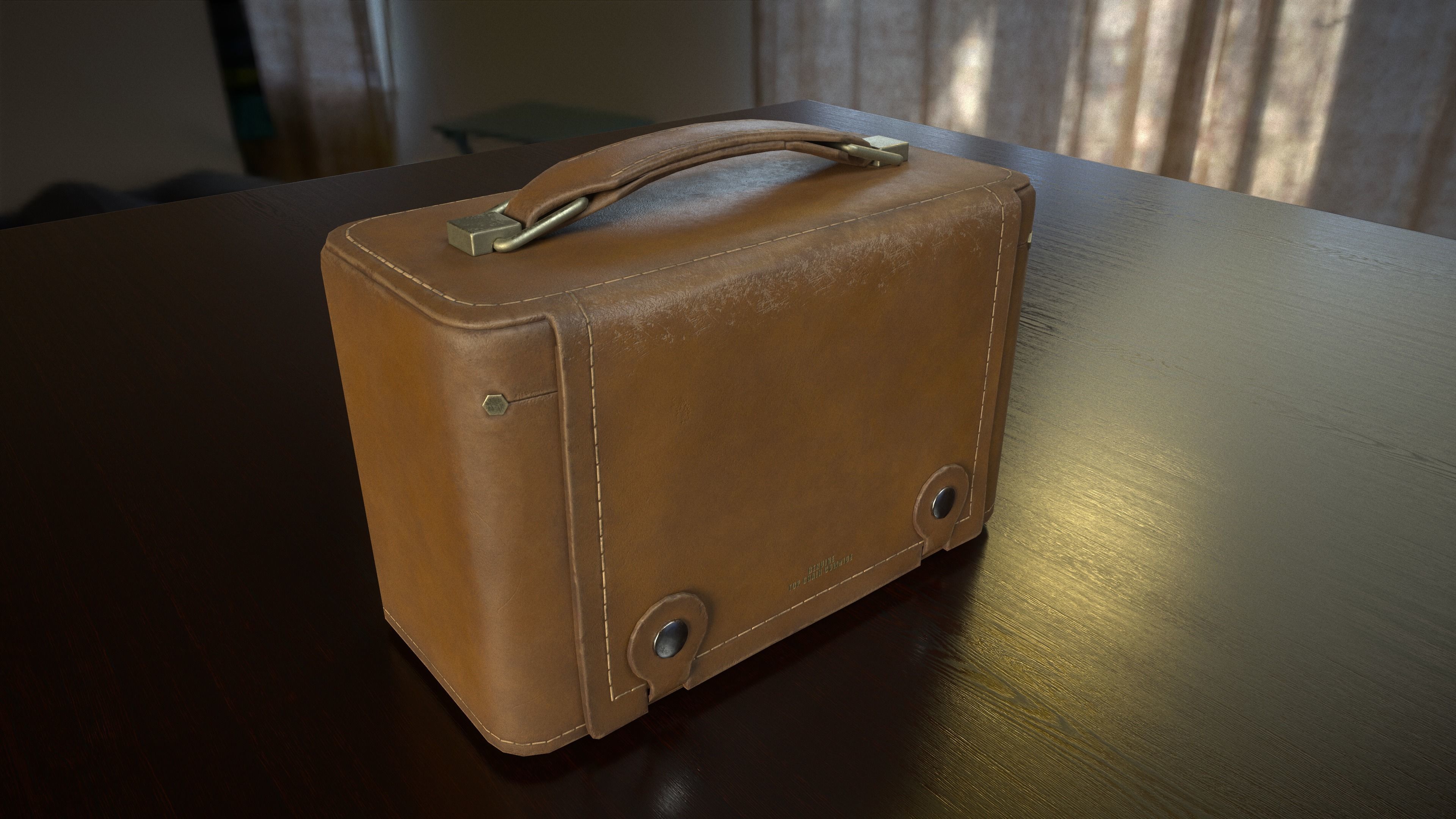 Vintage leather radio - National Radiosonic Royal 777 Deluxe Low-poly 3D model_4