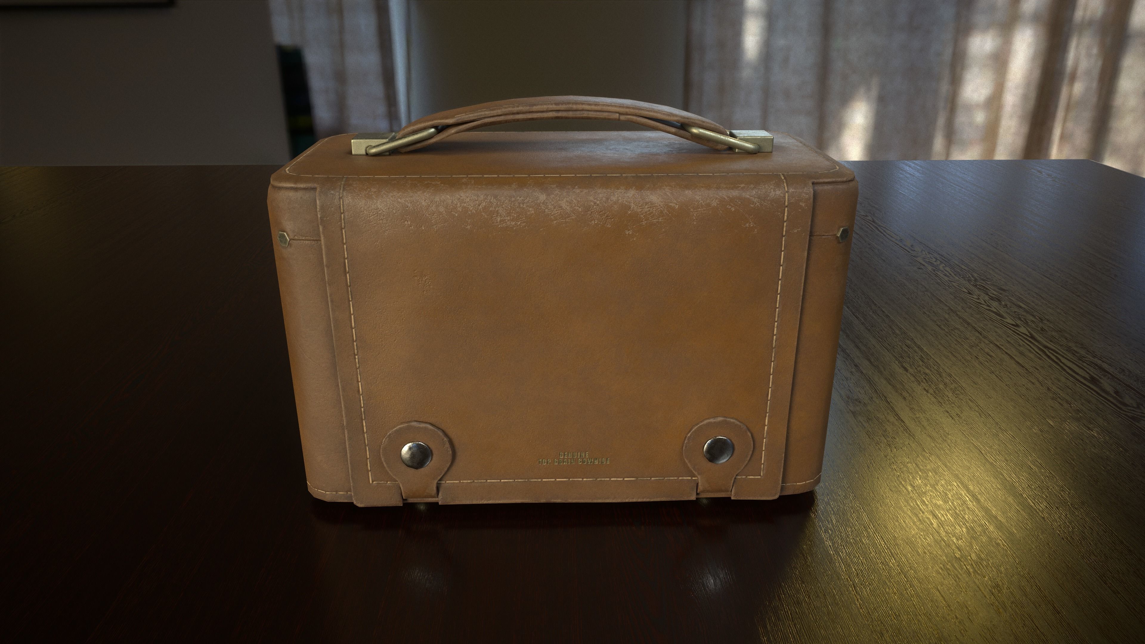 Vintage leather radio - National Radiosonic Royal 777 Deluxe Low-poly 3D model_5