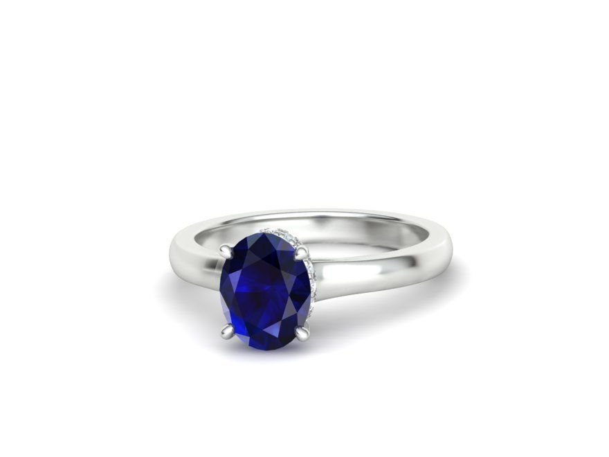 Trellis Engagement ring  9x7 Oval stone 3dmodel  3D print model_6