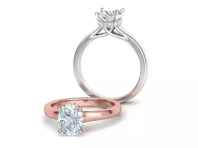 Trellis Engagement ring  9x7 Oval stone 3dmodel  3D print model