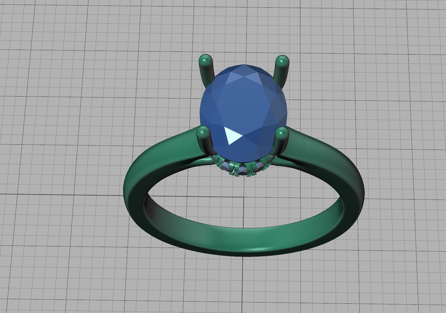 Trellis Engagement ring  9x7 Oval stone 3dmodel  3D print model_17
