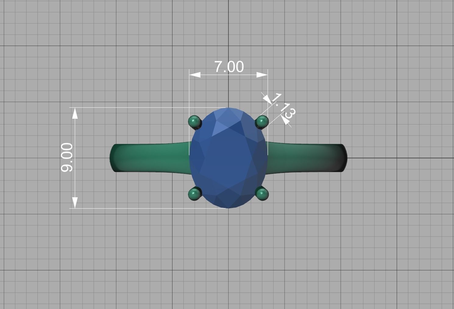 Trellis Engagement ring  9x7 Oval stone 3dmodel  3D print model_9