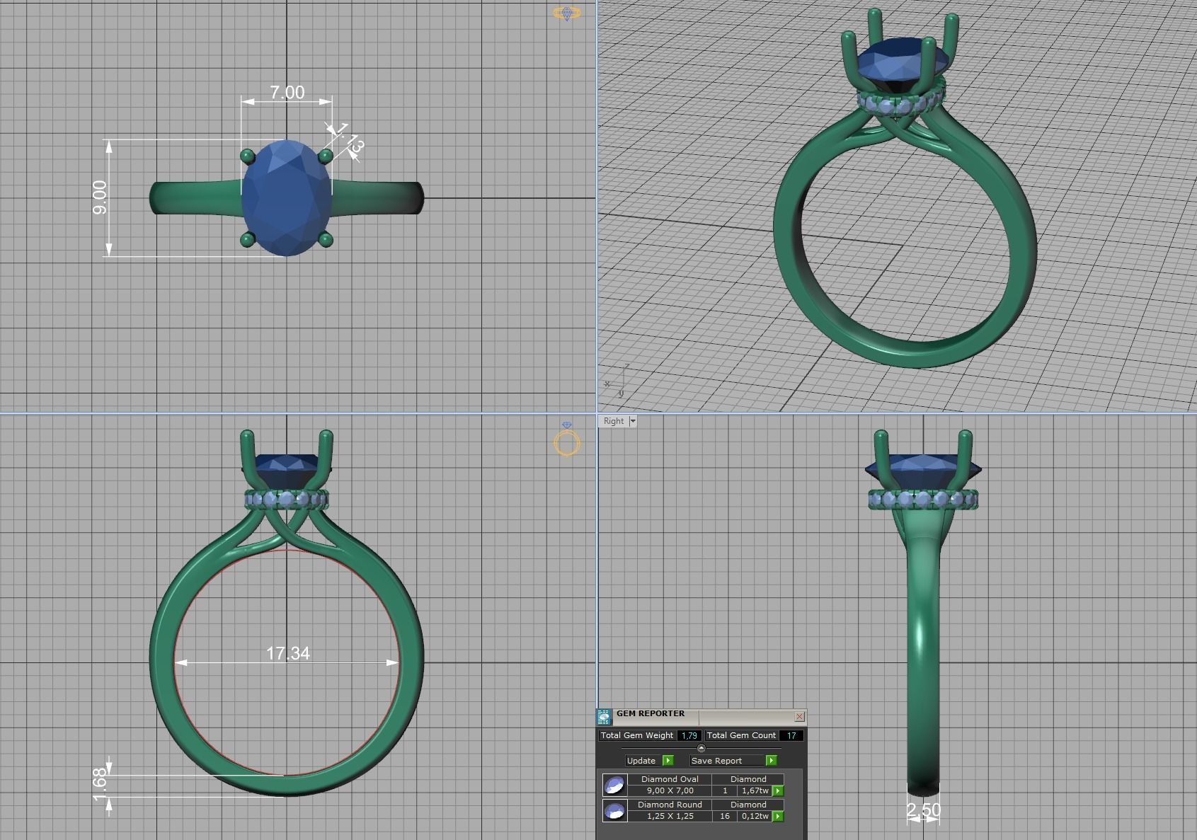 Trellis Engagement ring  9x7 Oval stone 3dmodel  3D print model_8