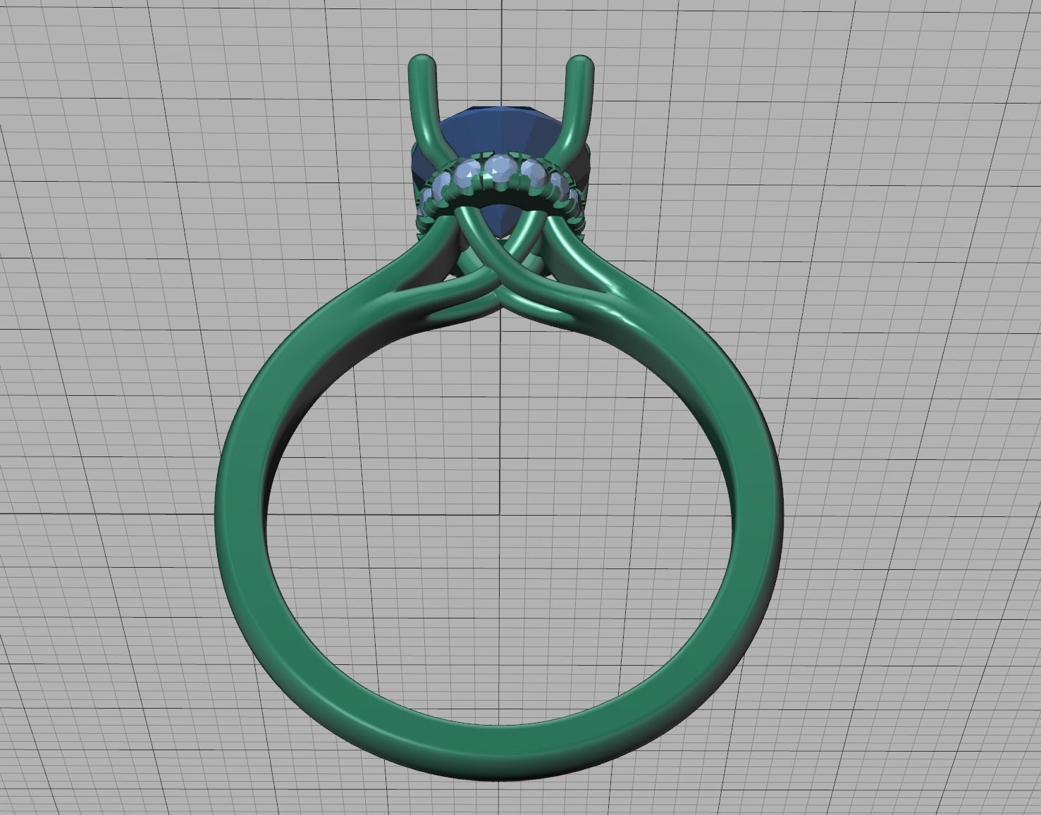 Trellis Engagement ring  9x7 Oval stone 3dmodel  3D print model_16