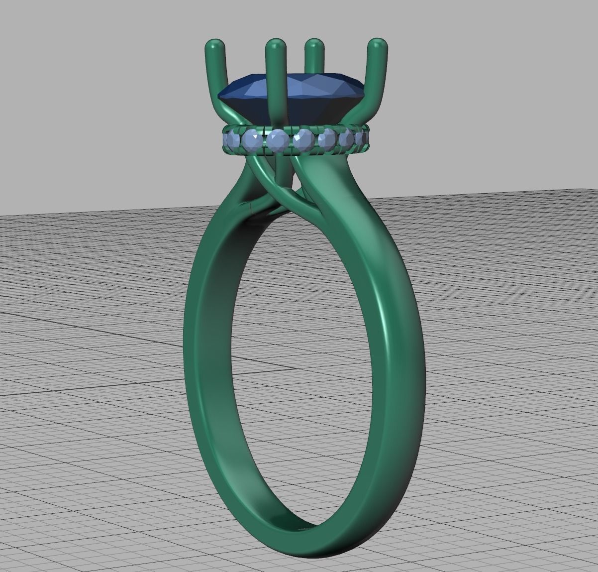 Trellis Engagement ring  9x7 Oval stone 3dmodel  3D print model_14