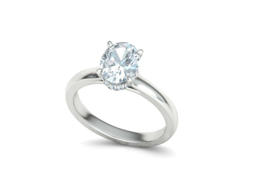 Trellis Engagement ring  9x7 Oval stone 3dmodel  3D print model_25