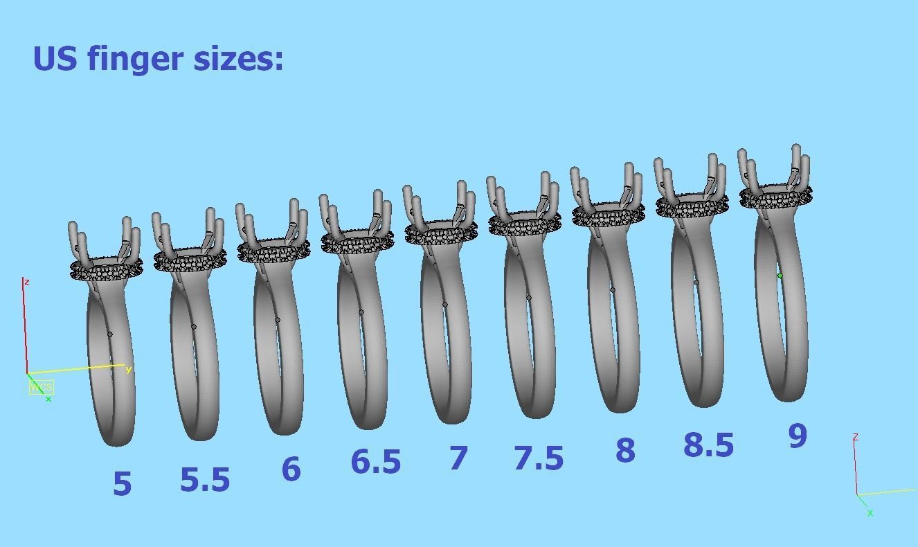 Trellis Engagement ring  9x7 Oval stone 3dmodel  3D print model_11