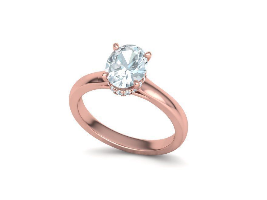 Trellis Engagement ring  9x7 Oval stone 3dmodel  3D print model_24