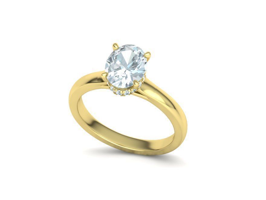 Trellis Engagement ring  9x7 Oval stone 3dmodel  3D print model_26