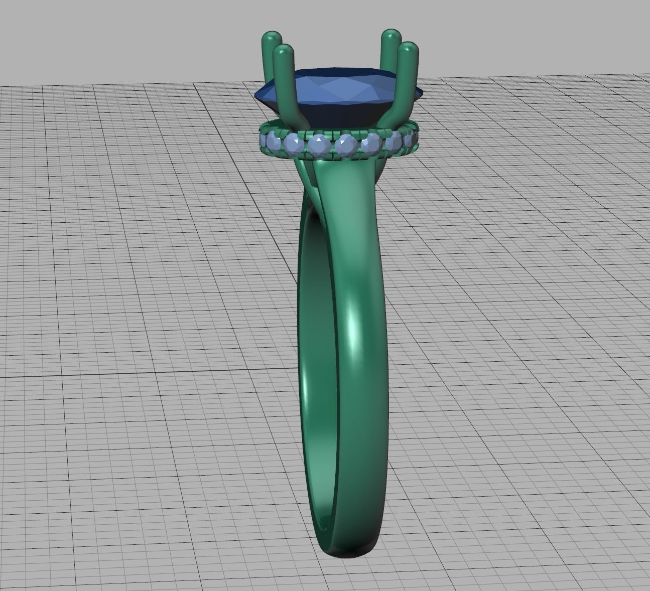 Trellis Engagement ring  9x7 Oval stone 3dmodel  3D print model_15