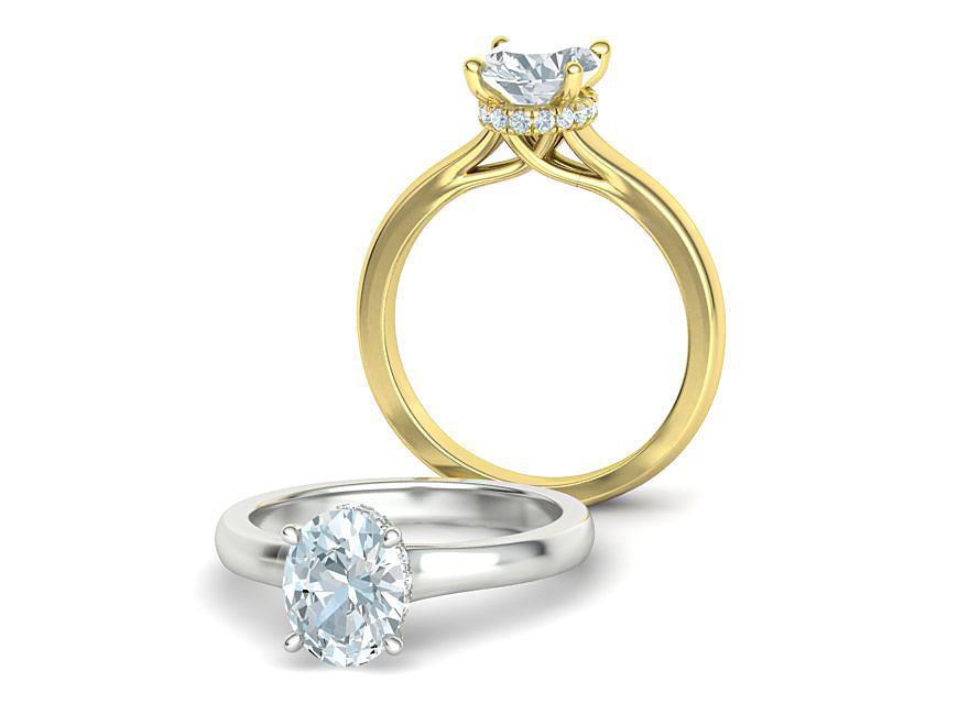 Trellis Engagement ring  9x7 Oval stone 3dmodel  3D print model_1