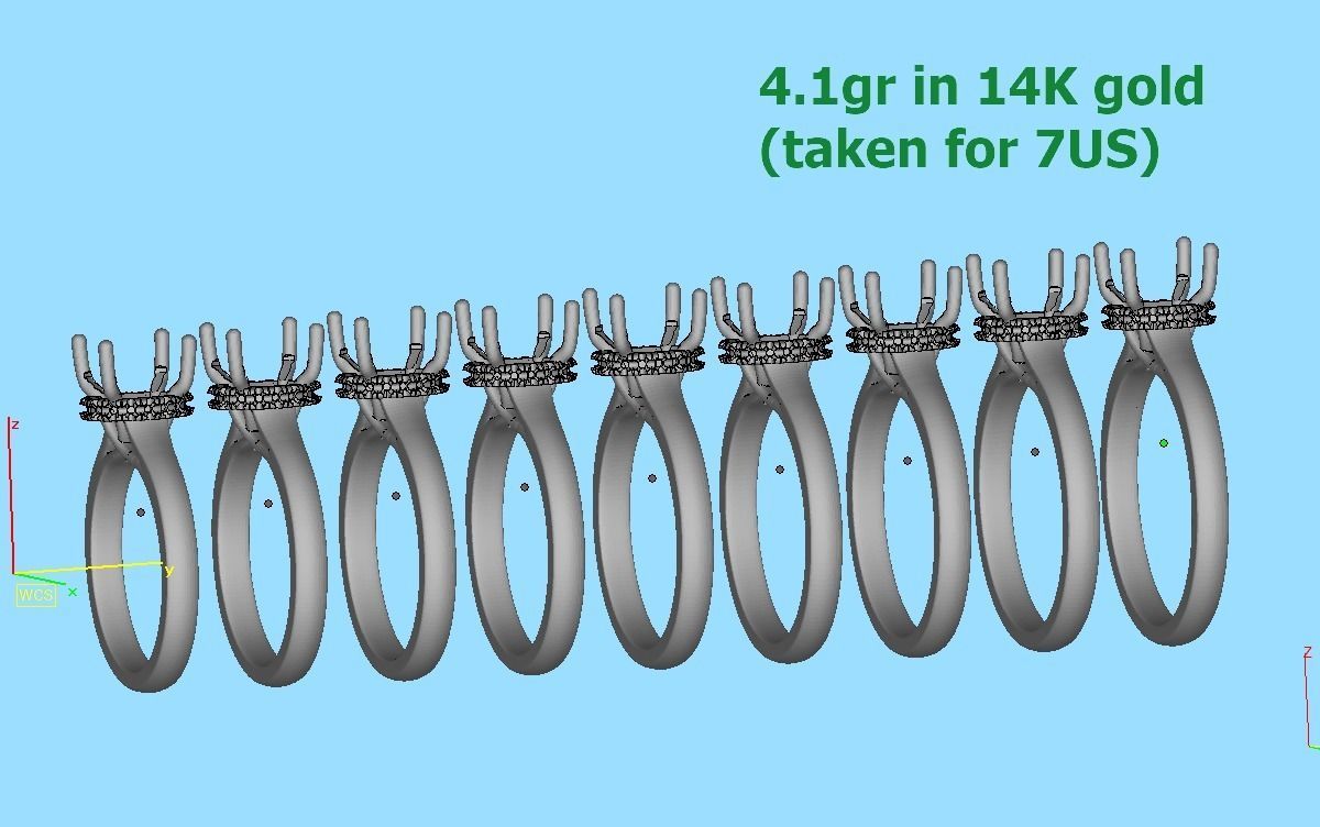 Trellis Engagement ring  9x7 Oval stone 3dmodel  3D print model_12