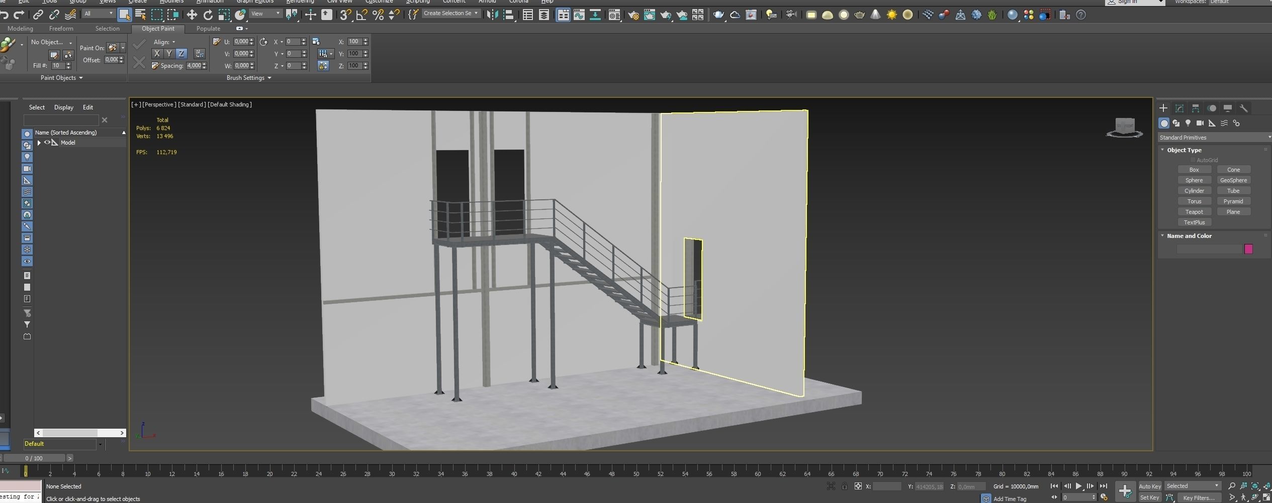 Attached metal staircase to the second floor 3D model_12